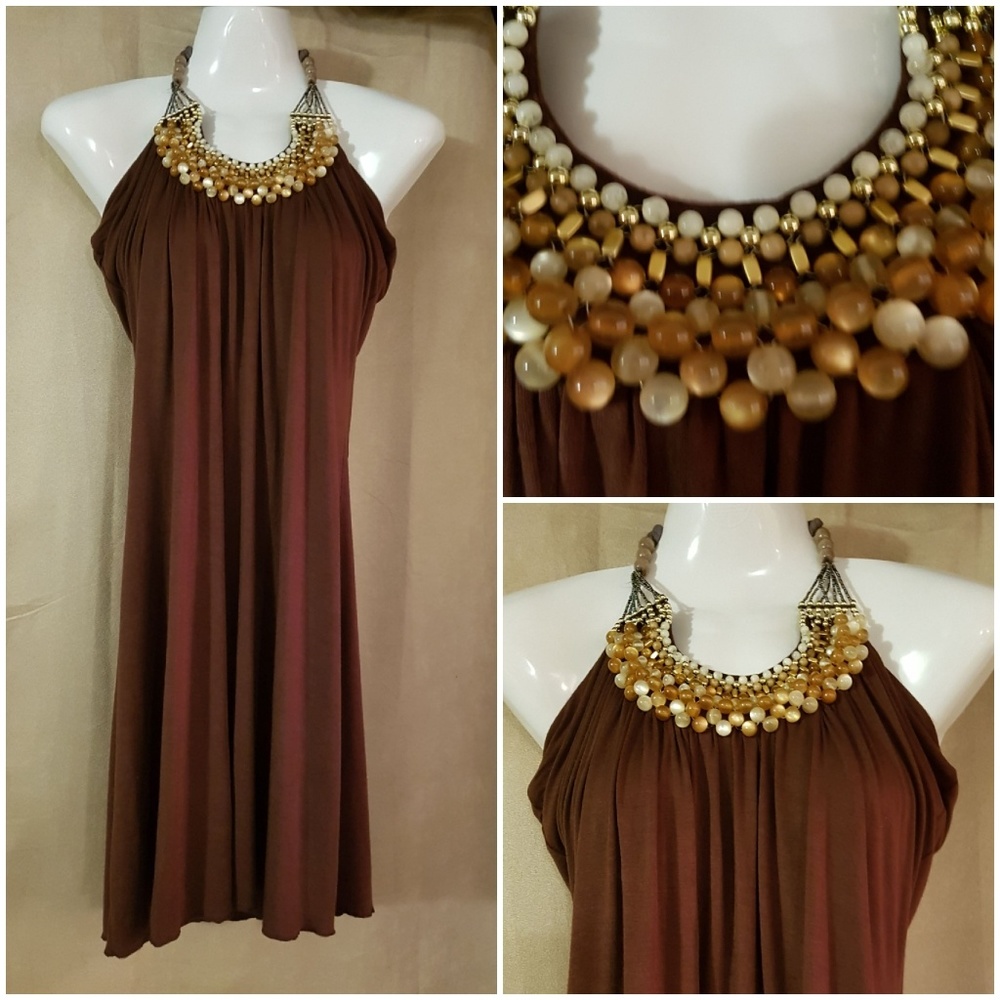 Halter cotton knit dress